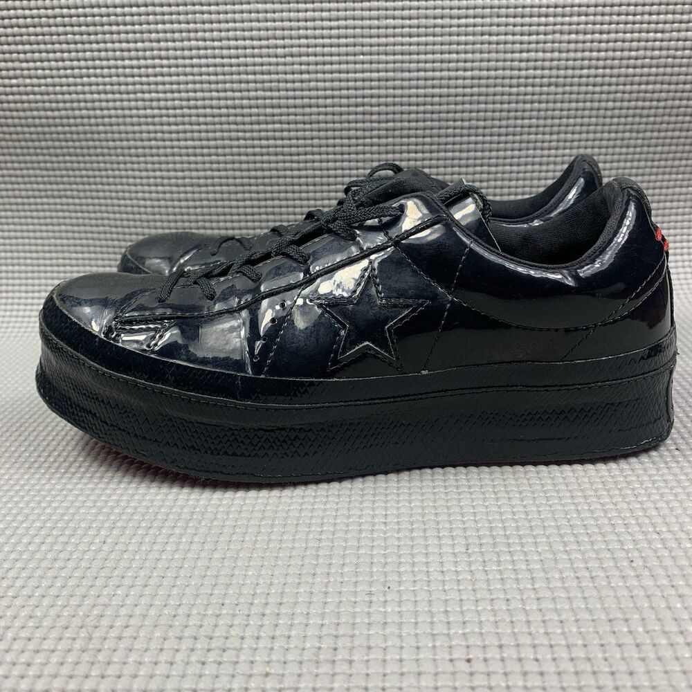 Converse One Star Platform Ox Black Patent Leather Sneakers Women's Size 7.5